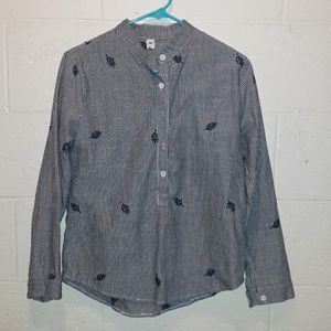 Blue striped leaf shirt